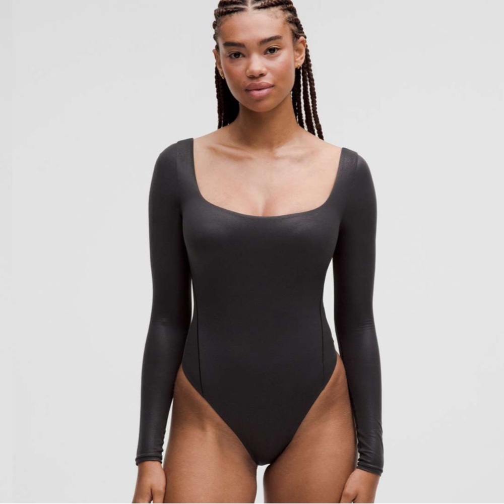 Lululemon Wundermost UltraSoft Nulu Square-Neck Long-Sleeve Bodysuit*shine